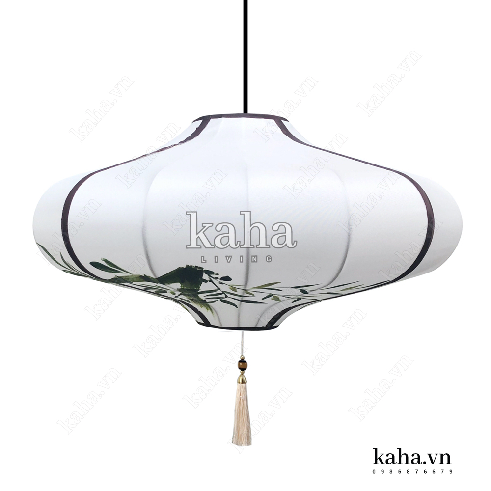 Đèn vải đĩa bay vẽ hoa KH-DTR052