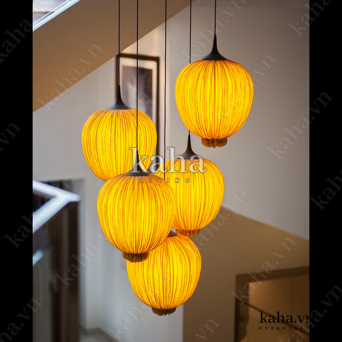 Đèn treo vải nhăn hình bầu dục KH-DTR047