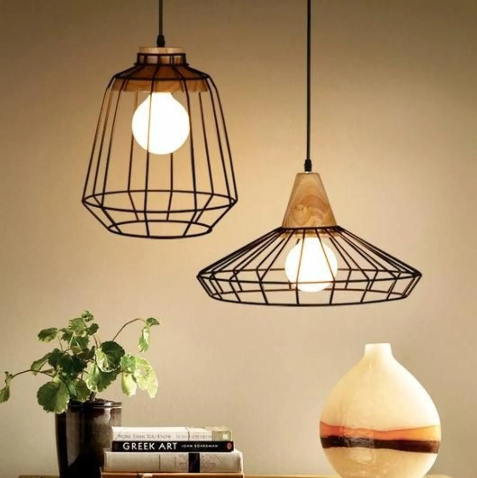 Đèn treo chân gỗ kiểu Nhật trang trí KaHa Living