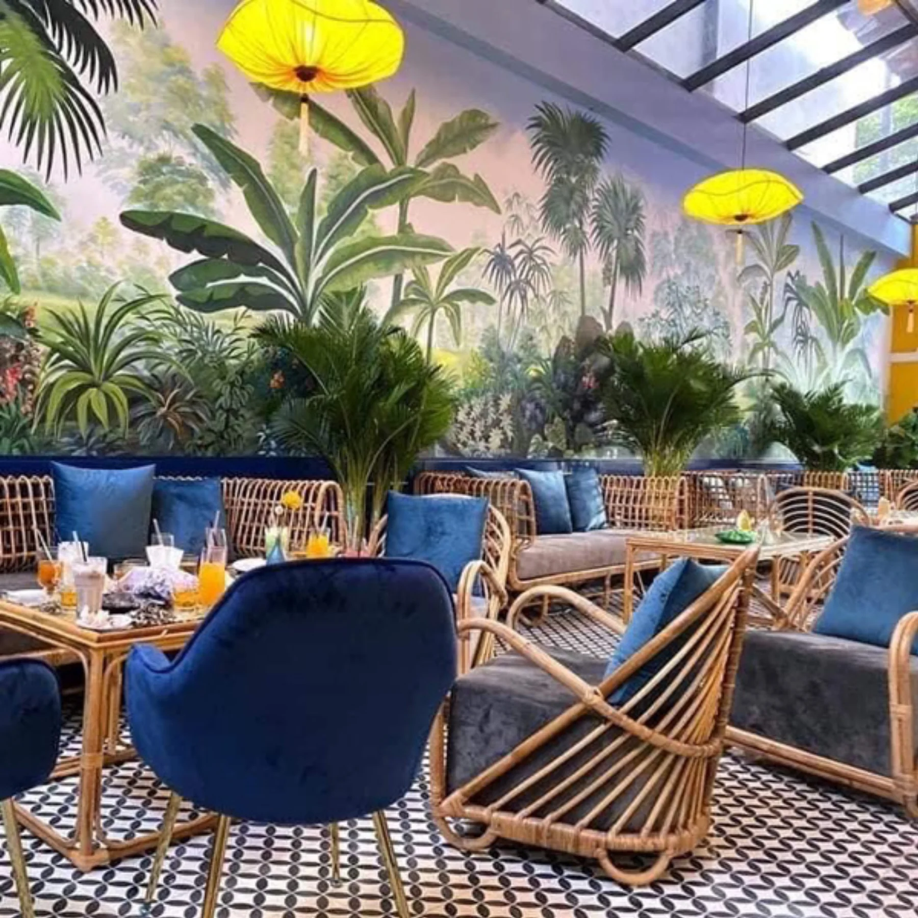 Đèn vải đĩa bay vẽ hoa KH-DTR012