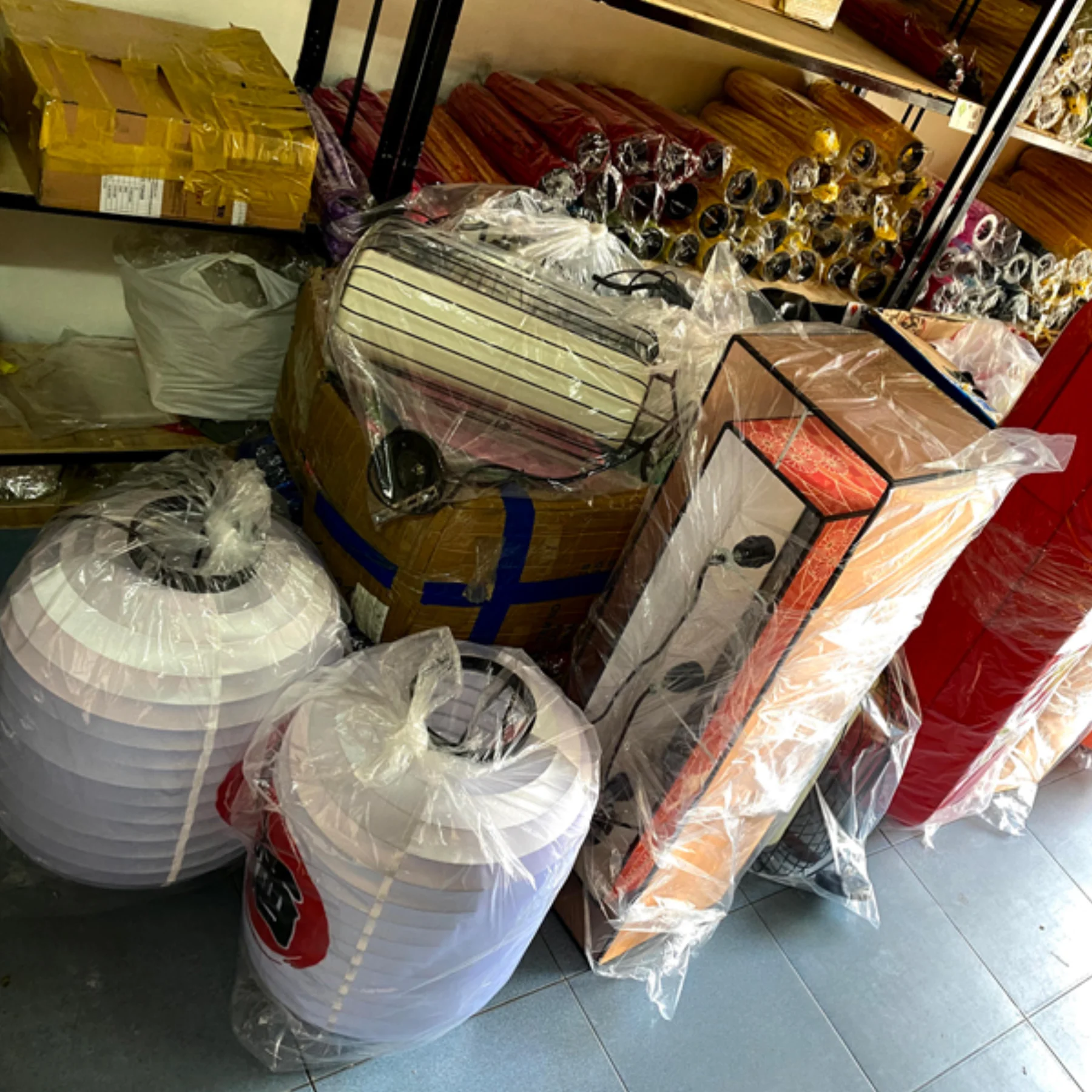 Đèn vải đĩa bay vẽ hạc KH-DTR013