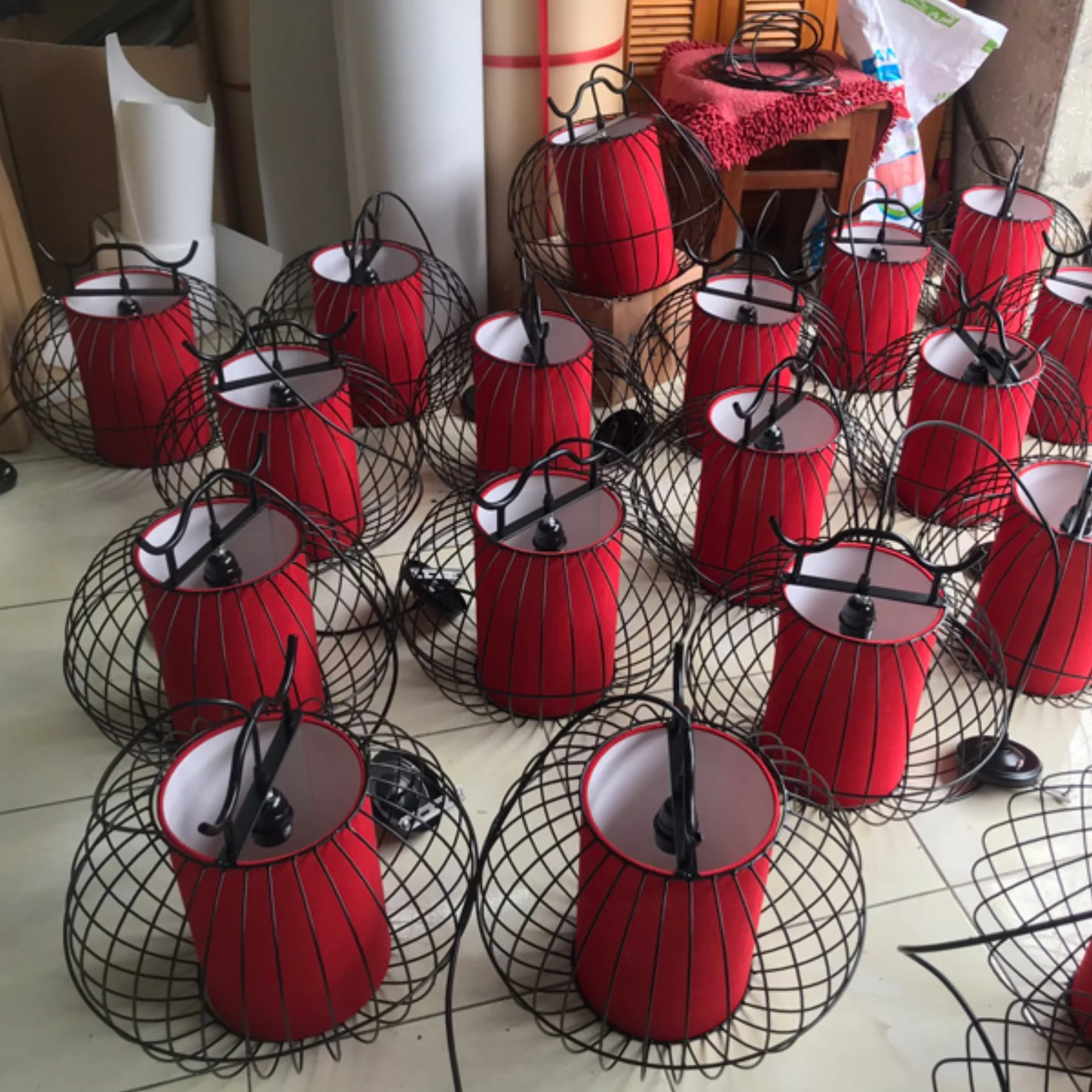 Đèn bàn búp sen vải đũi KH-DB001