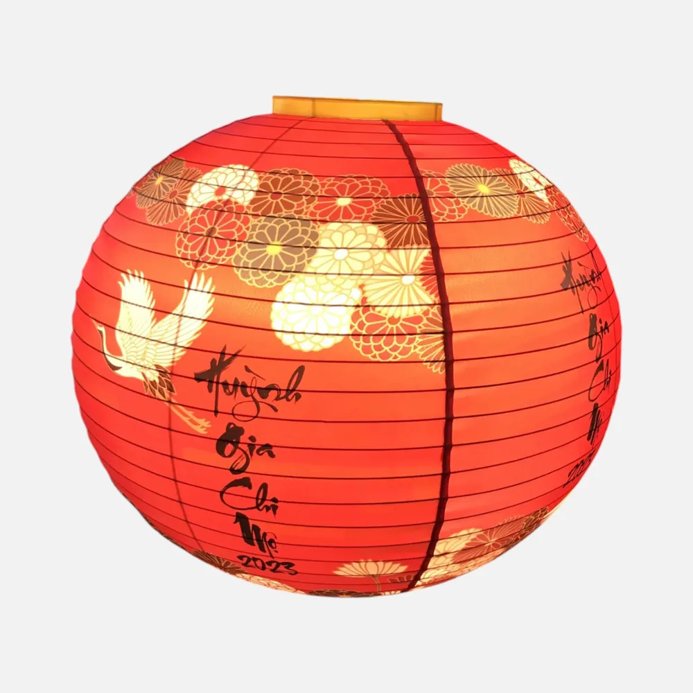 Đèn vải đĩa bay vẽ hoa KH-DTR059