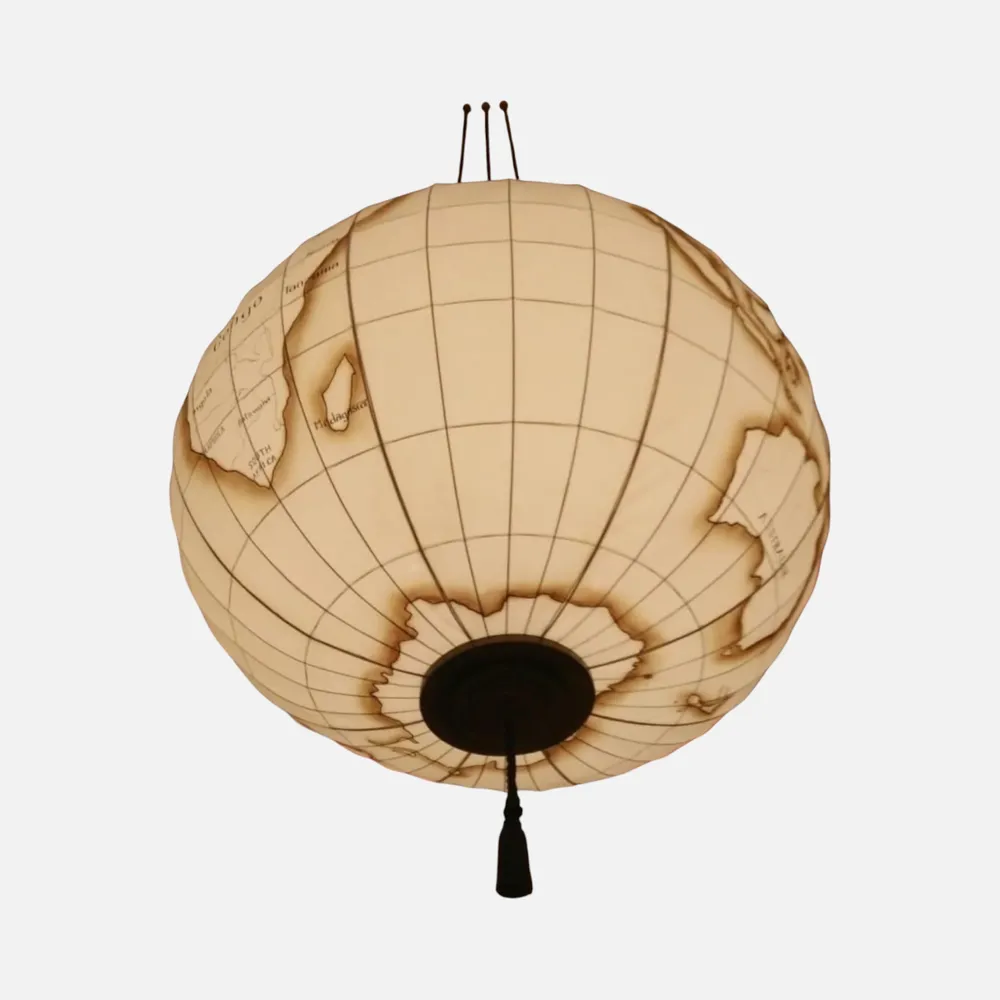 Đèn vải đĩa bay vẽ hoa KH-DTR065