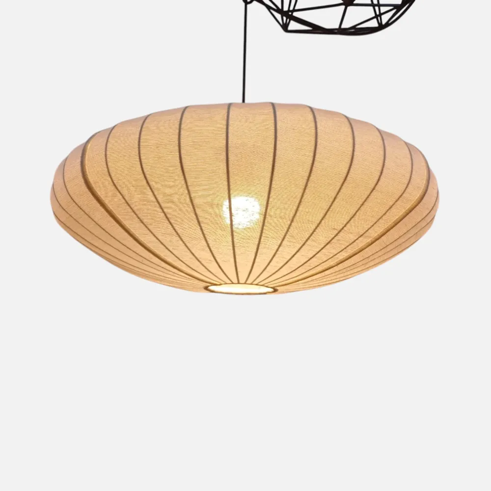 Đèn vải đĩa bay vòng trụ vẽ hoa KH-DTR055